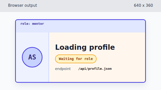 The profile card switches to mentor styling after data-role is set