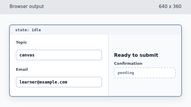 A workshop signup form waiting in the idle state