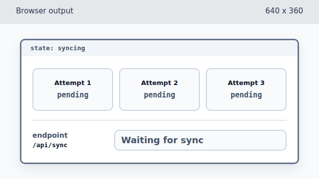The sync panel remains unchanged after checking the first failed response