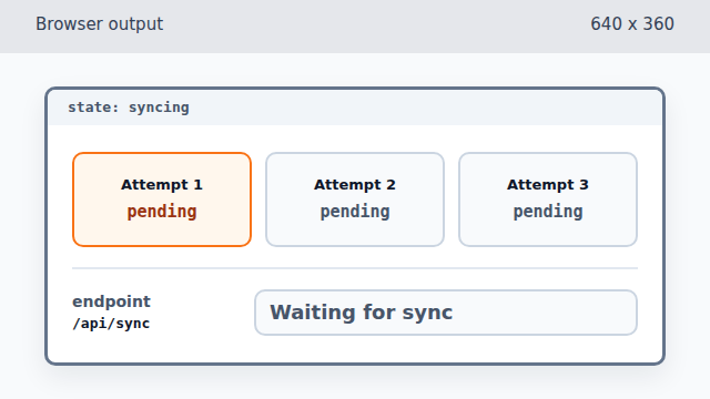 Attempt 1 turns orange while attempts 2 and 3 remain pending