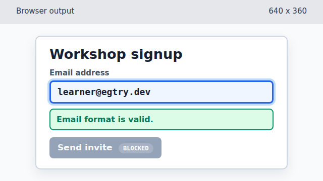 The validation helper message is green after the valid class is added