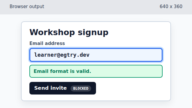 The submit button is enabled but still carries the blocked state label