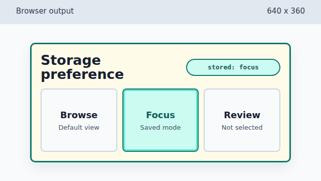 The focus mode is highlighted and the label says stored focus