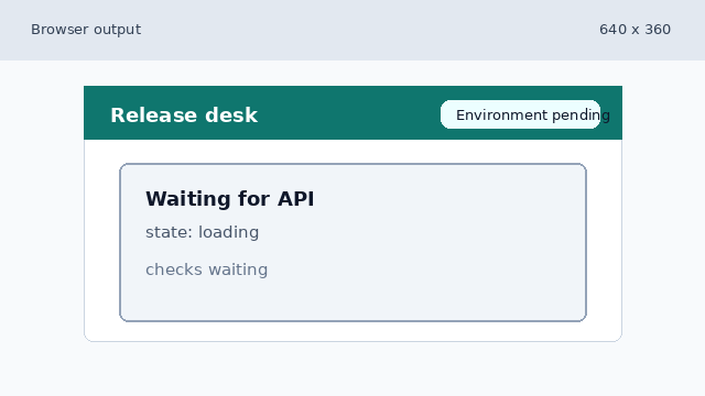 A release dashboard shell with an environment pending label and a loading card.