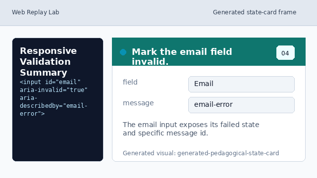 The email input exposes its failed state and specific message id.