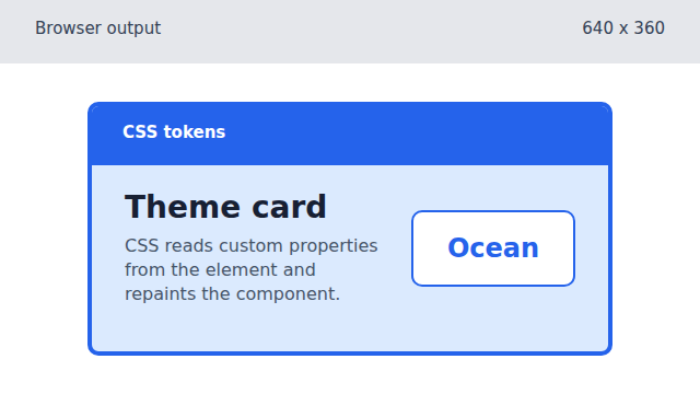 A theme card with a blue border and pale blue surface labeled Ocean
