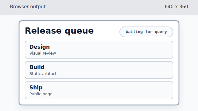 A neutral release queue preview before query values are applied