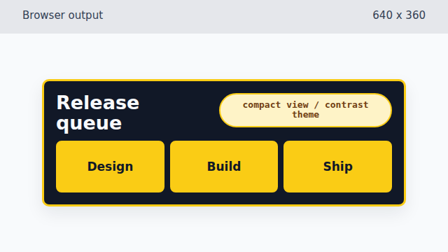 The high contrast compact preview includes the label compact view slash contrast theme