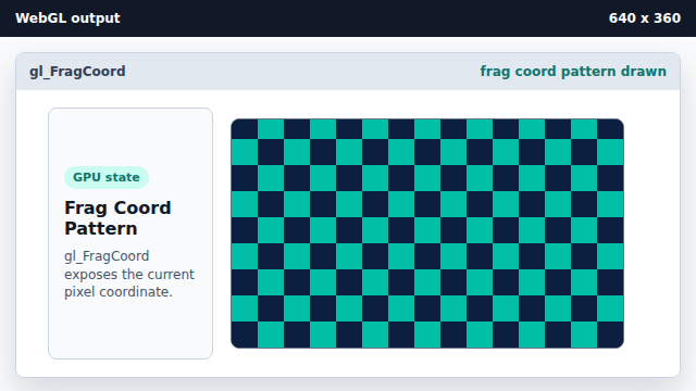 A teal and navy checker pattern fills the WebGL canvas.